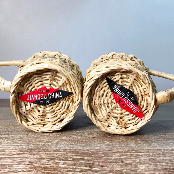 VINTAGE boho wicker rattan coffee cup holders set - Picture 4 of 5